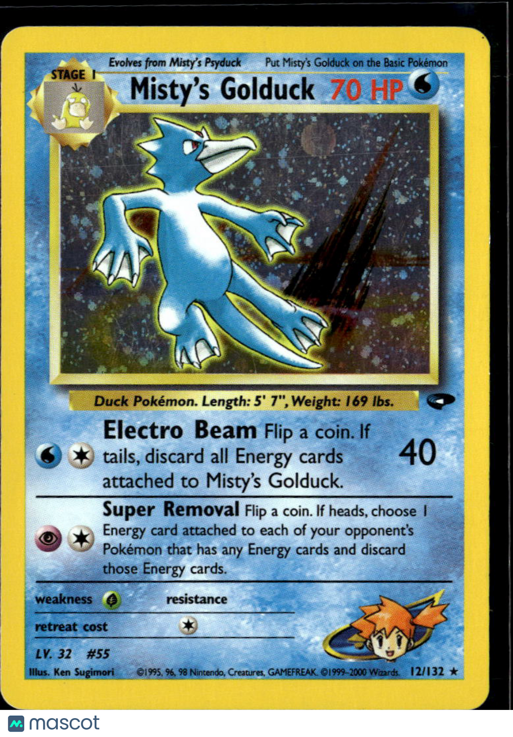 Misty's Golduck 2000 Gym Challenge Holo Rare #12/132