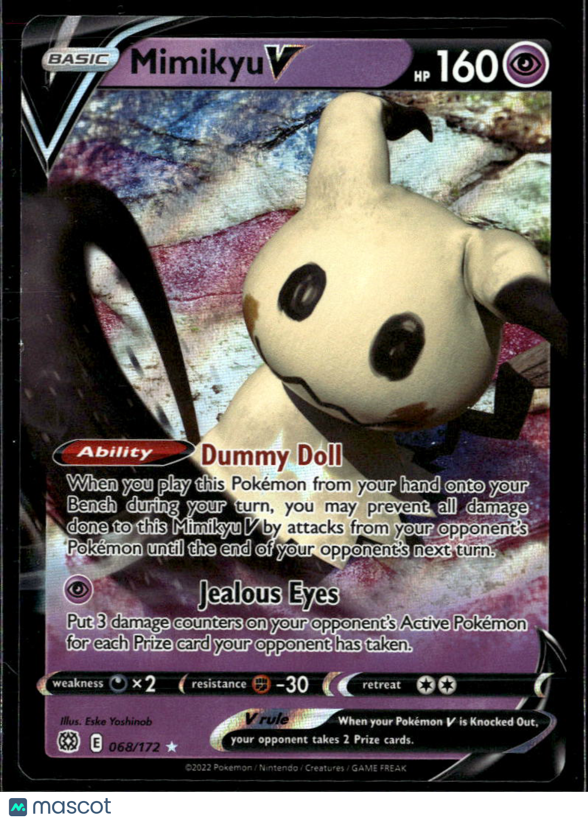 Mimikyu V 2022 Brilliant Stars Holo Rare #68/172