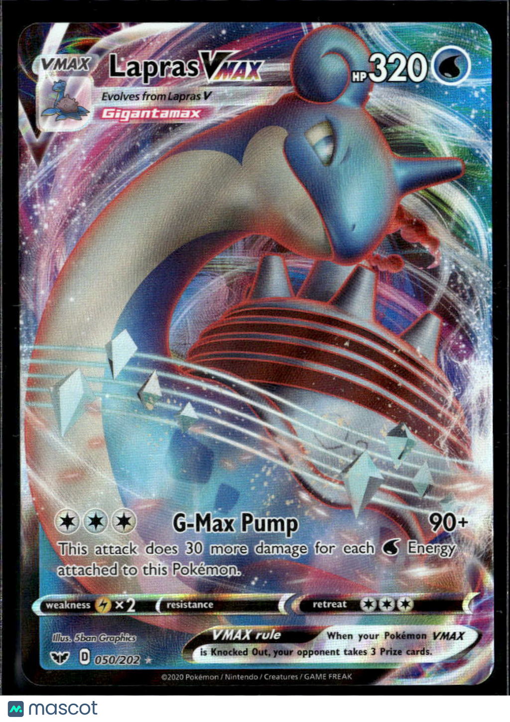 Lapras VMAX 2020 Sword & Shield Holo Rare #50/202
