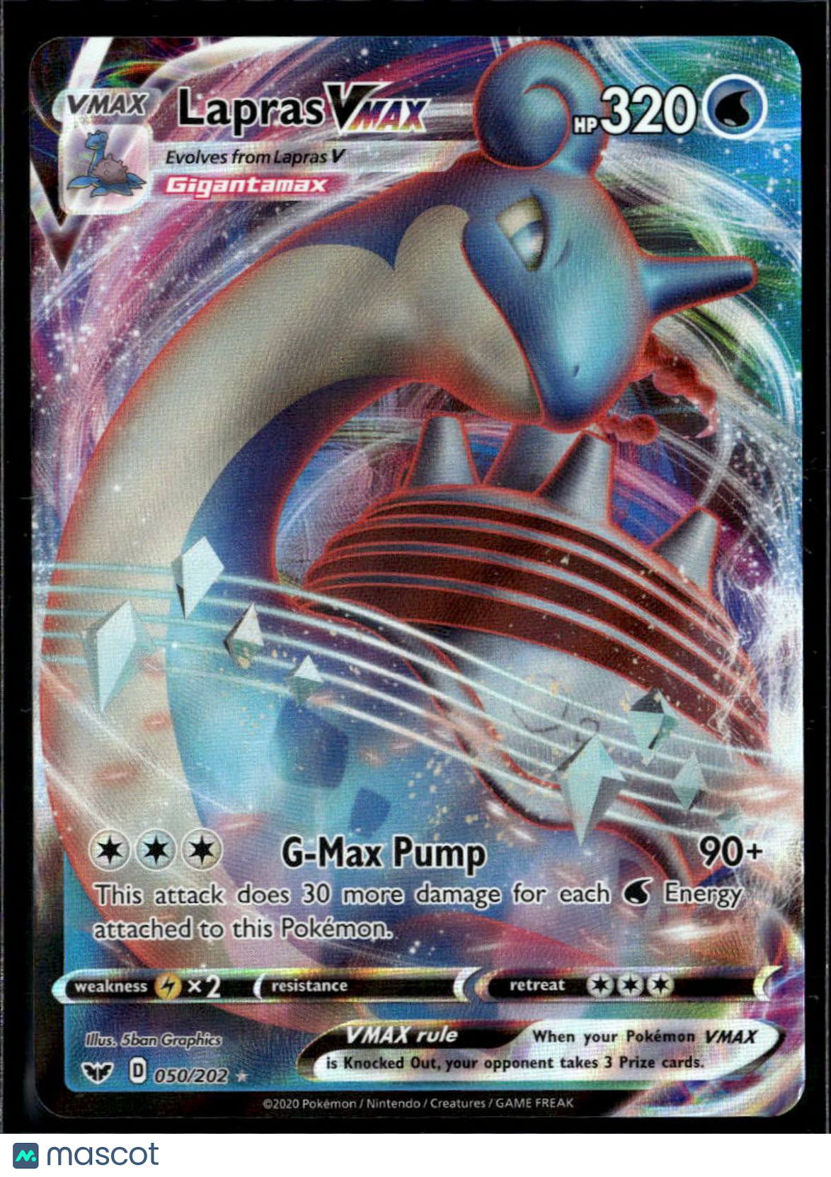 Lapras VMAX 2020 Sword & Shield Holo Rare #50/202