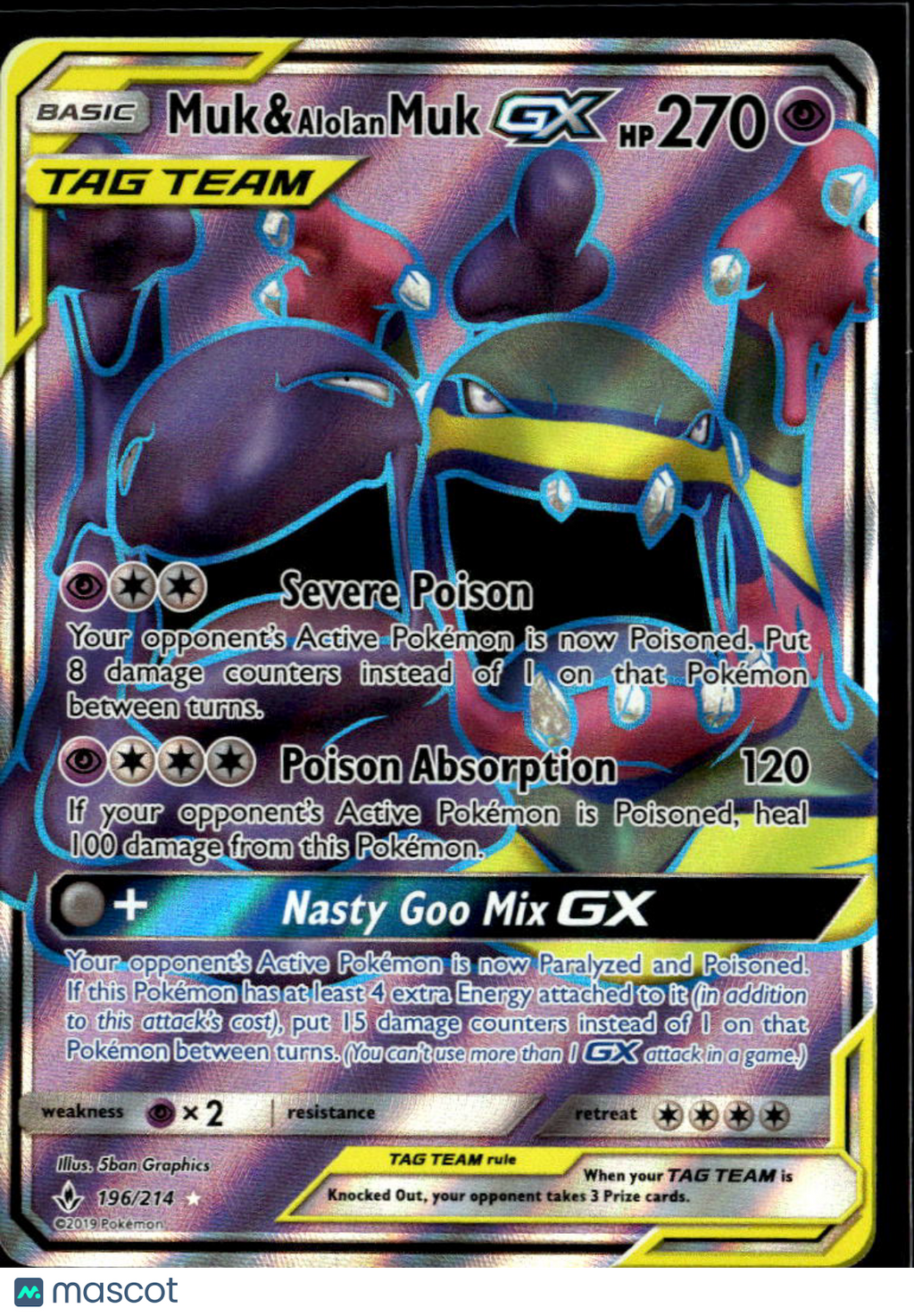 Muk & Alolan Muk GX 2019 Unbroken Bonds Holo Ultra Rare FA #196/214