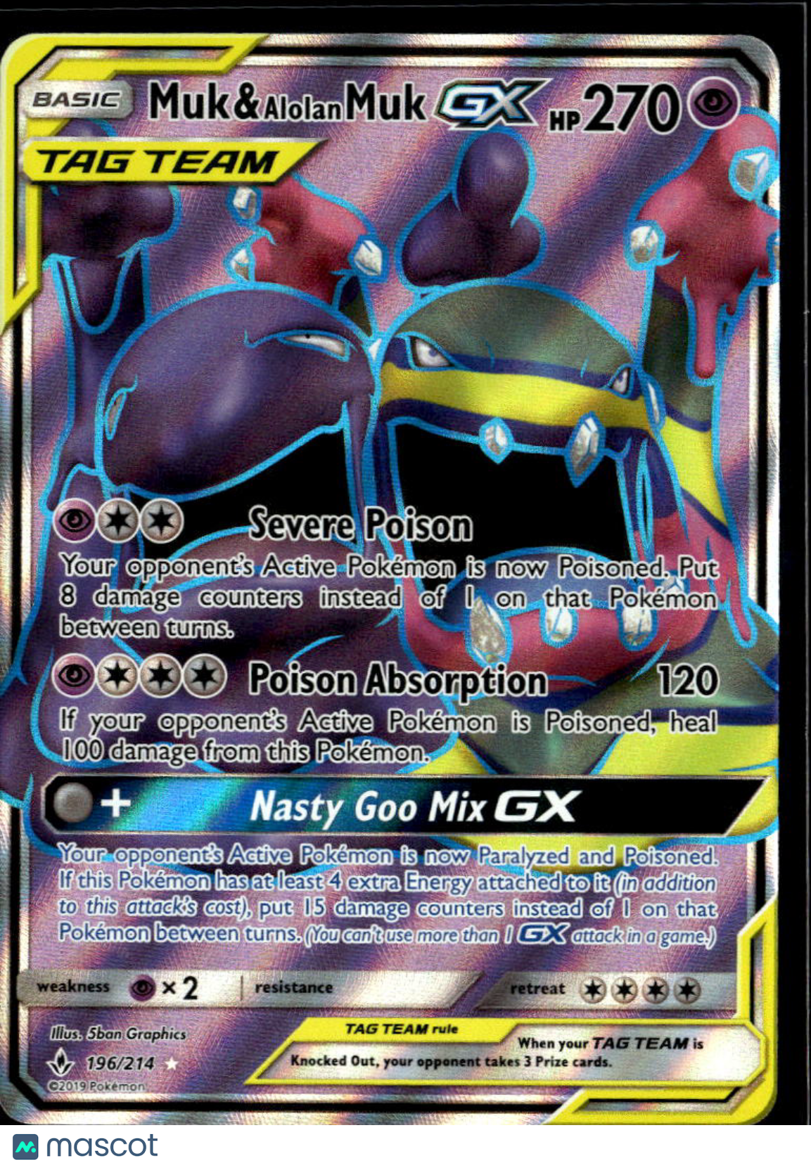 Muk & Alolan Muk GX 2019 Unbroken Bonds Holo Ultra Rare FA #196/214
