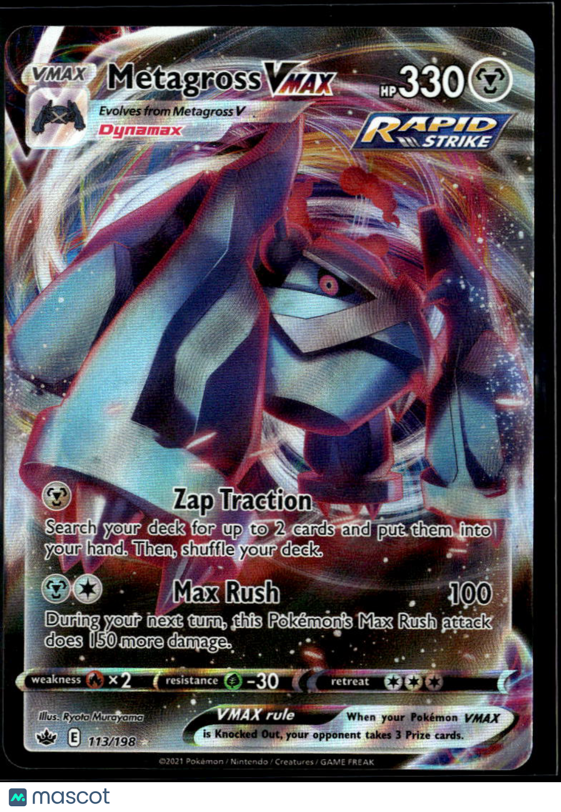 Metagross VMAX 2021 Chilling Reign Holo Ultra Rare #113/198