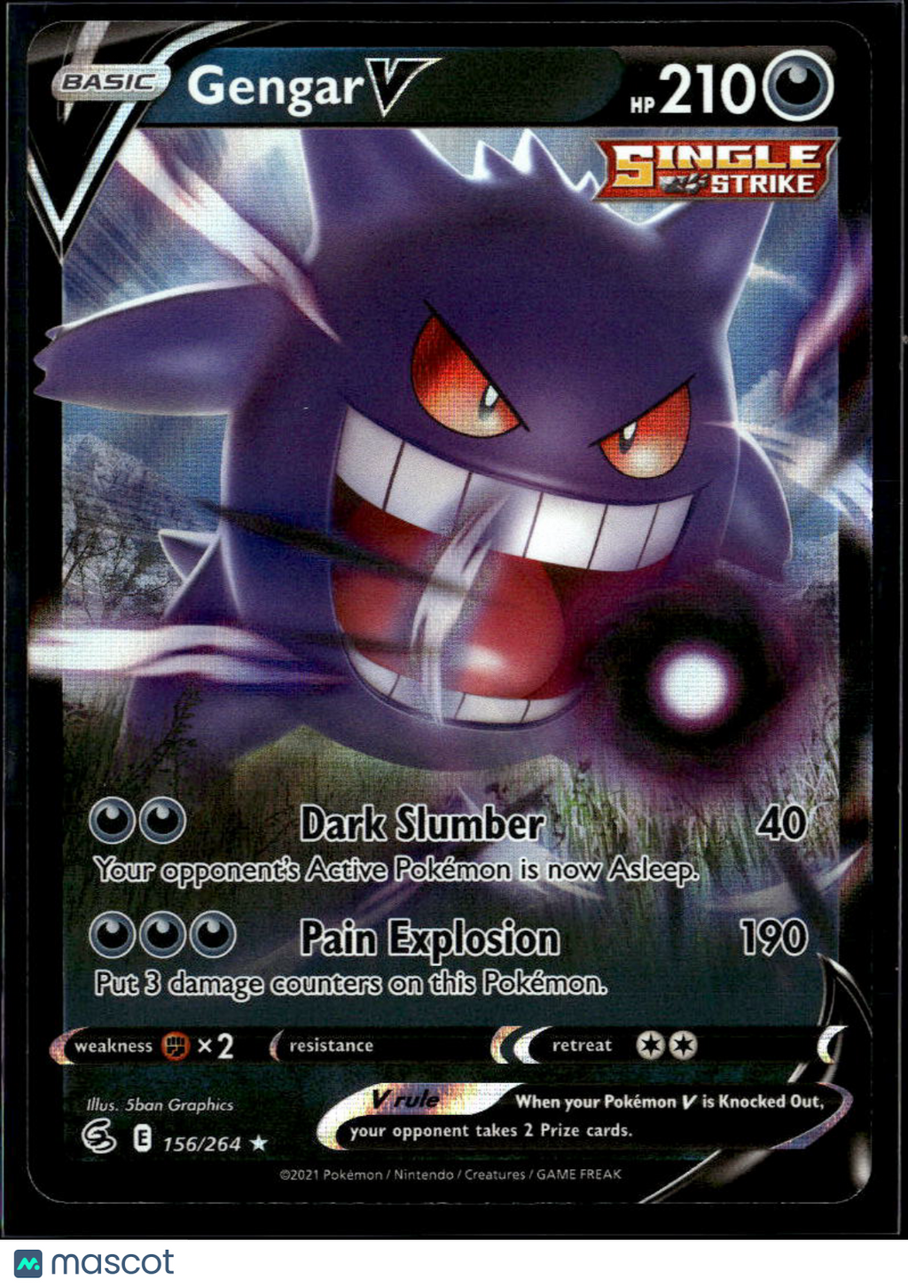 Gengar V 2022 Fusion Strike Holo Rare RR #156/264