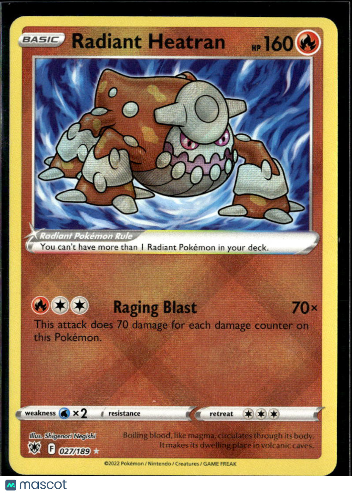 Radiant Heatran 2022 Astral Radiance Holo Rare #27/189
