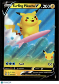 Surfing Pikachu V 2021 Celebrations Holo Rare RR #8/25