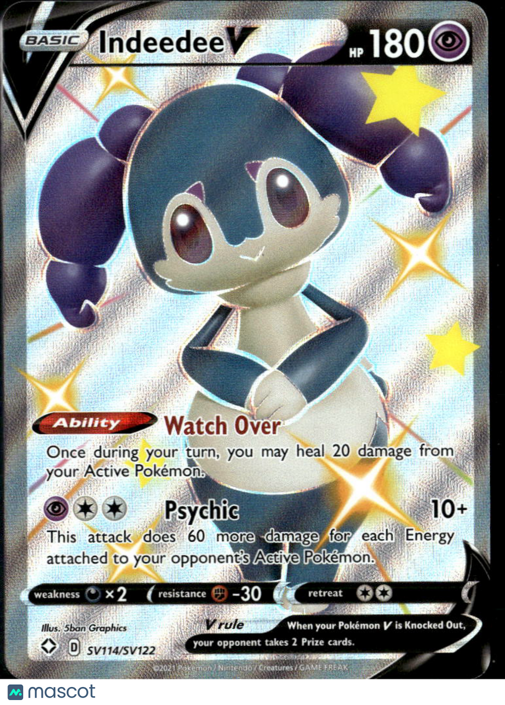 Indeedee V 2021 Shining Fates Holo FA SSR #SV114/SV122