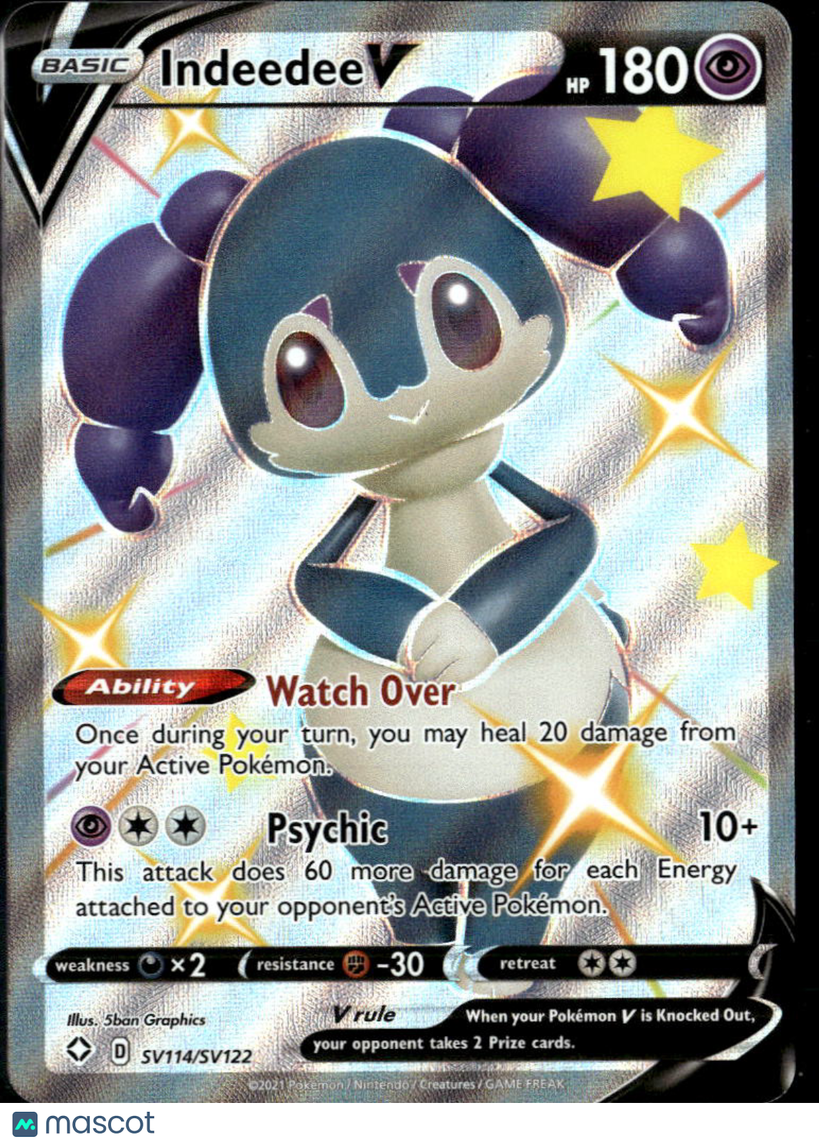 Indeedee V 2021 Shining Fates Holo FA SSR #SV114/SV122