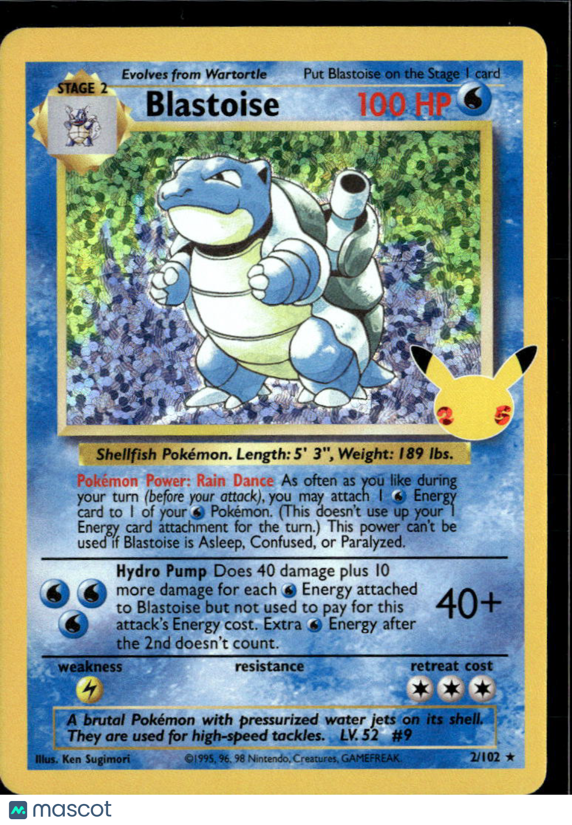 Blastoise 2021 Celebrations Holo Rare #2/102