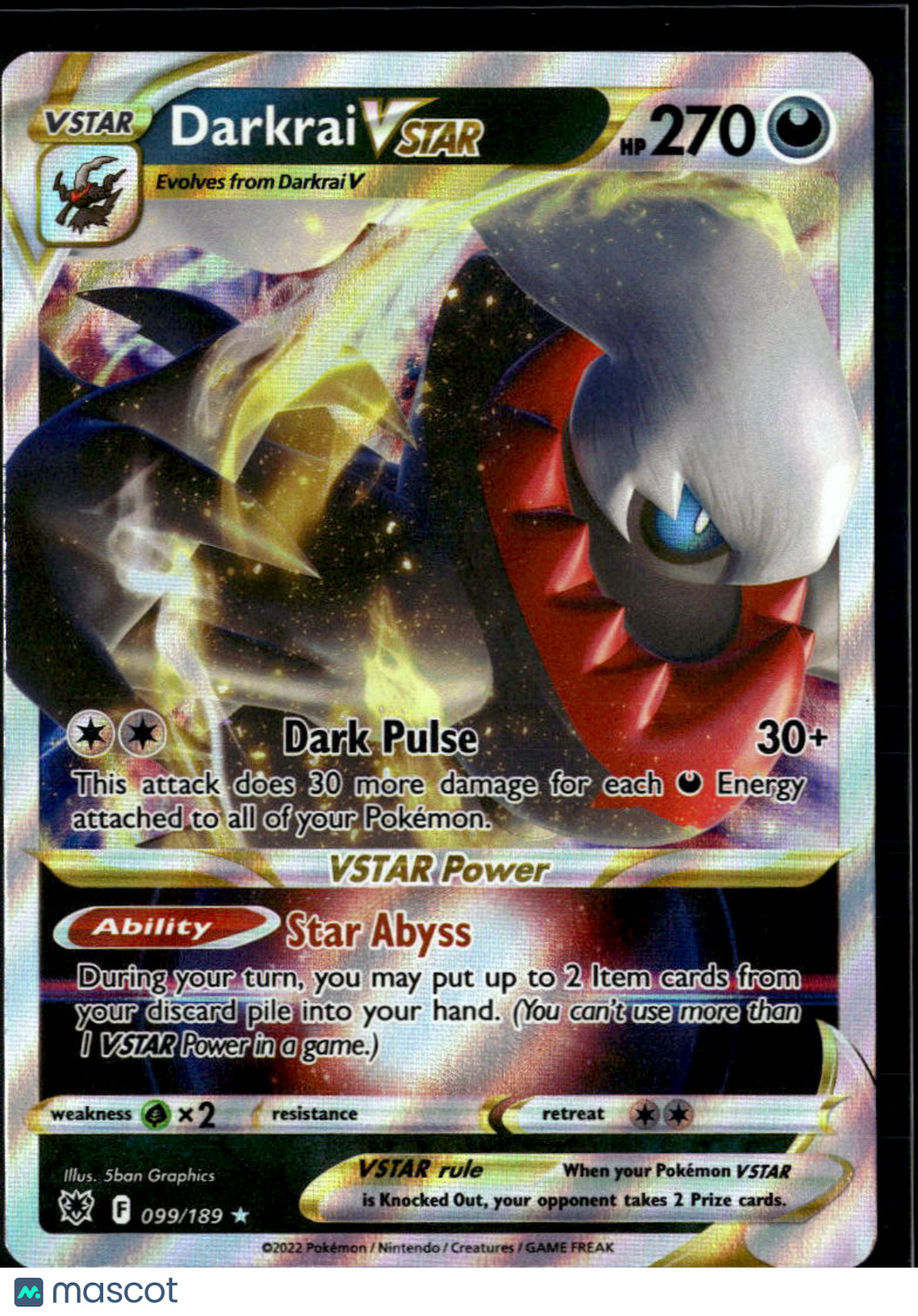 Darkrai VSTAR 2022 Astral Radiance Holo Rare #99/189