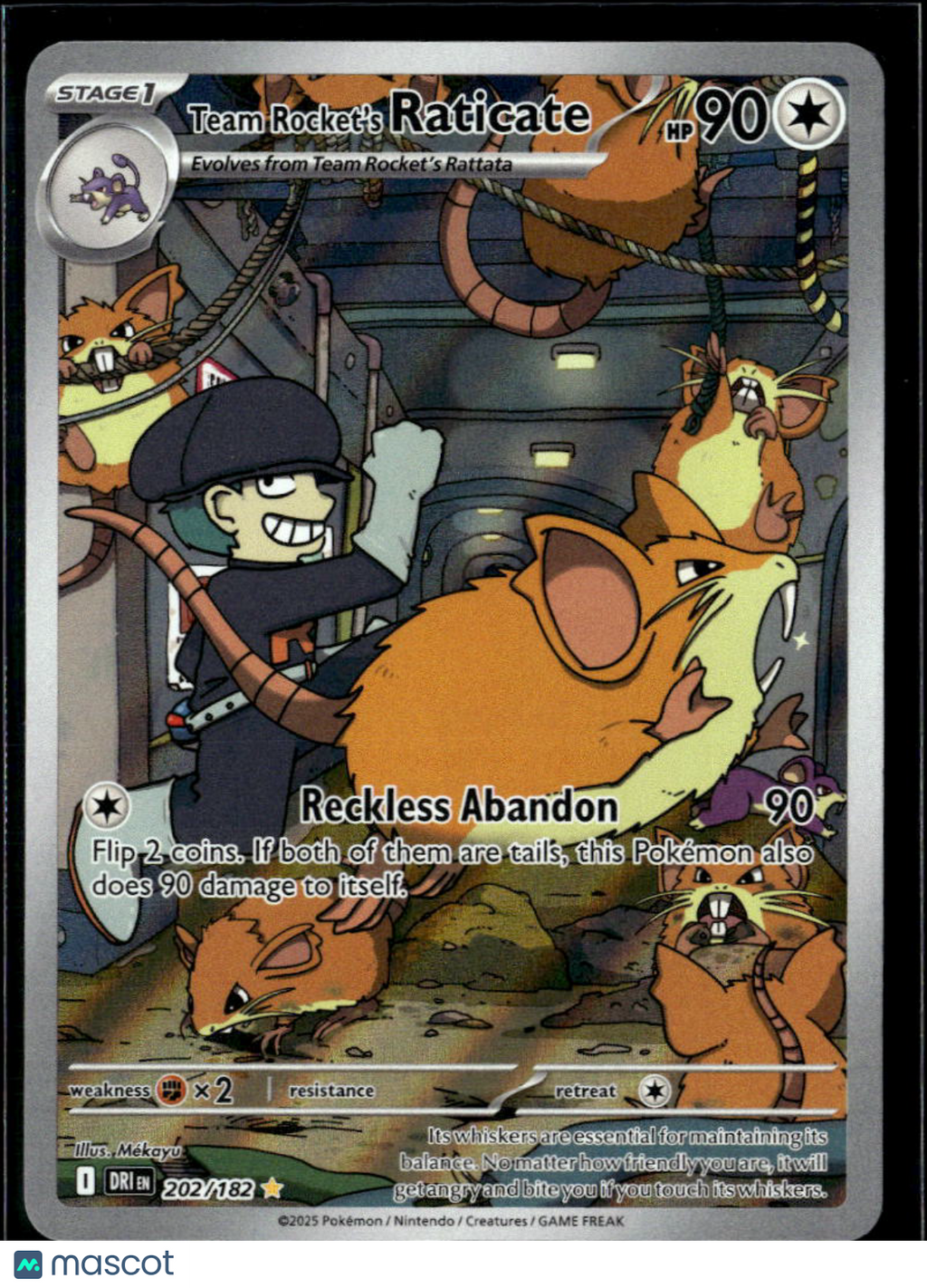 Team Rocket's Raticate 2025 Destined Rivals Holo Secret Rare #202/182