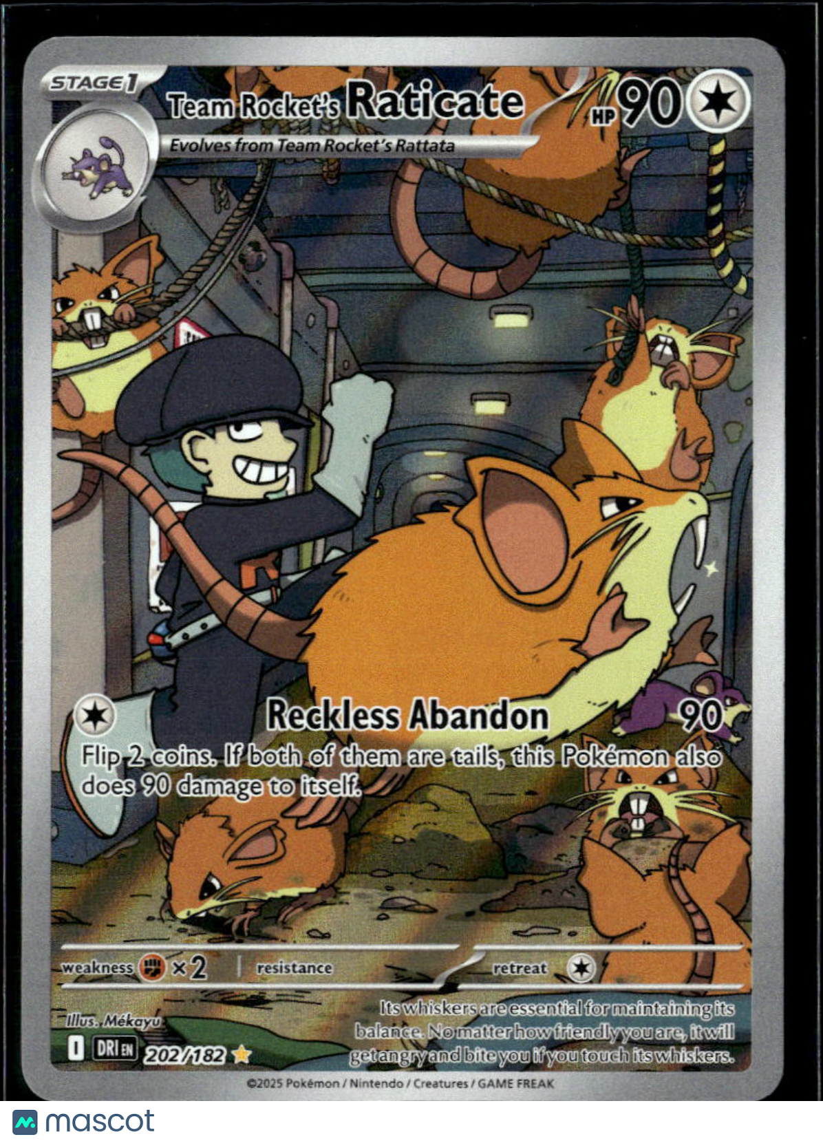 Team Rocket's Raticate 2025 Destined Rivals Holo Secret Rare #202/182