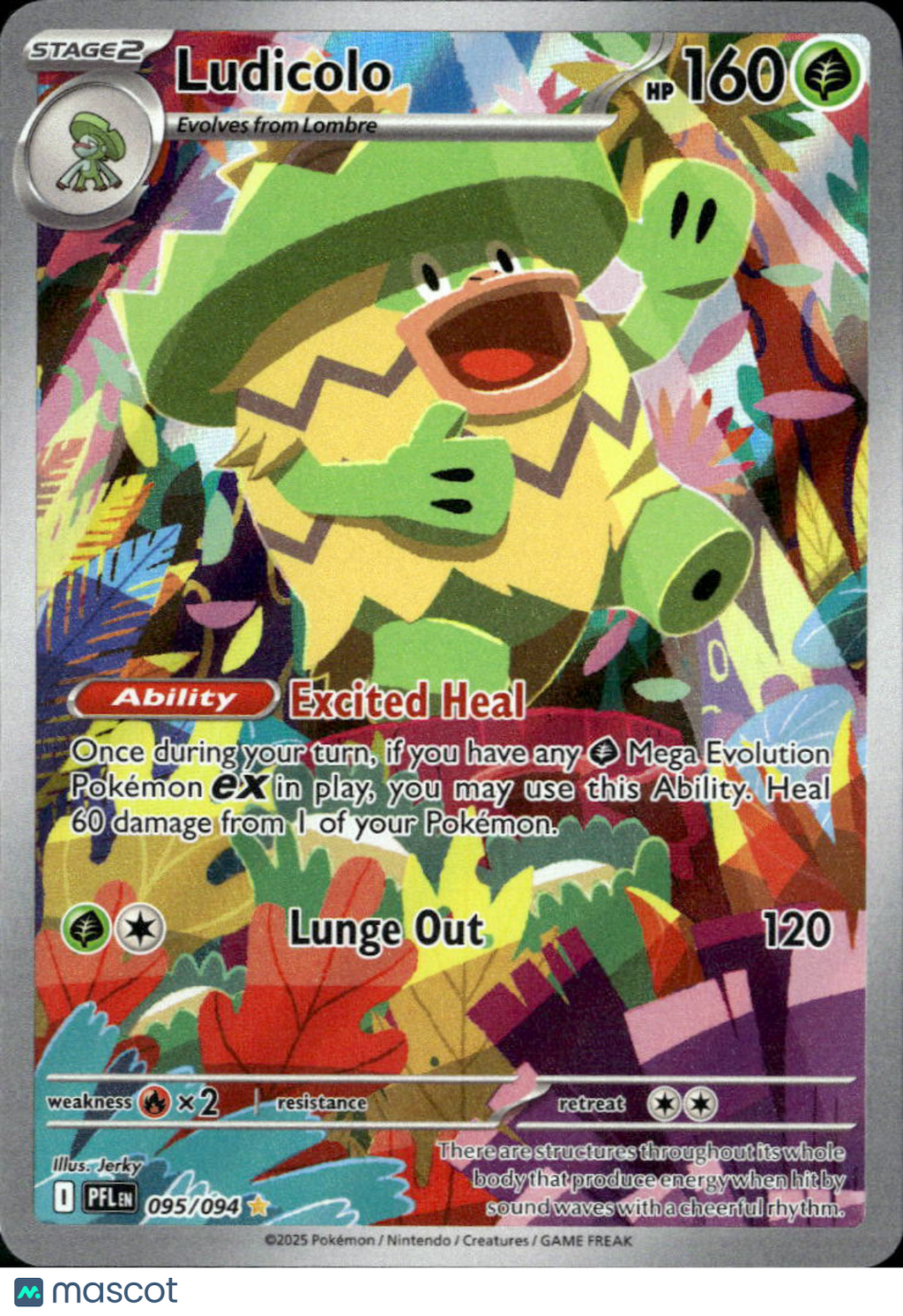 Ludicolo 2025 Mega Evolution – Phantasmal Flames Holo Secret Rare #95/94