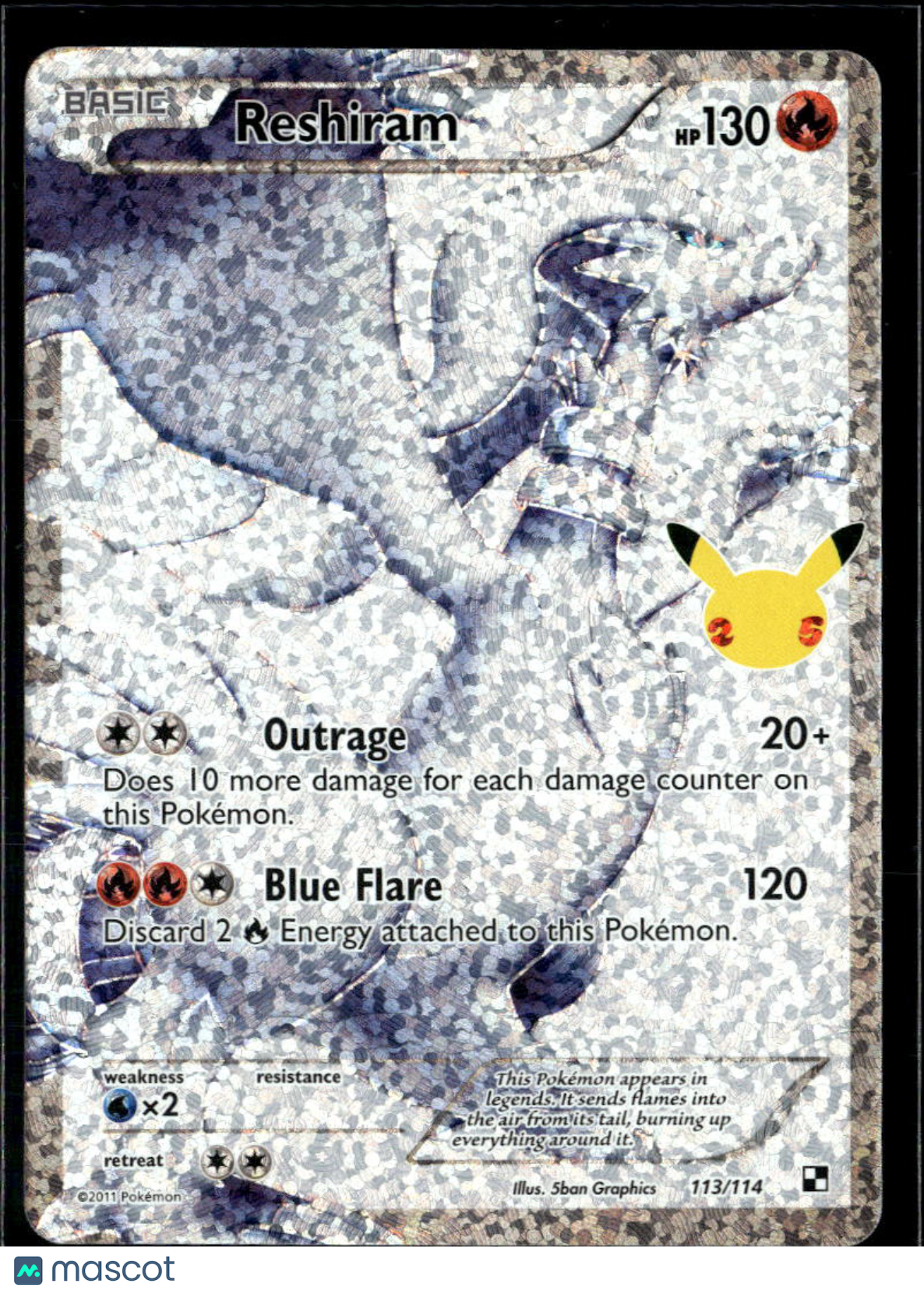 Reshiram 2021 Celebrations Holo Ultra Rare FA #113/114