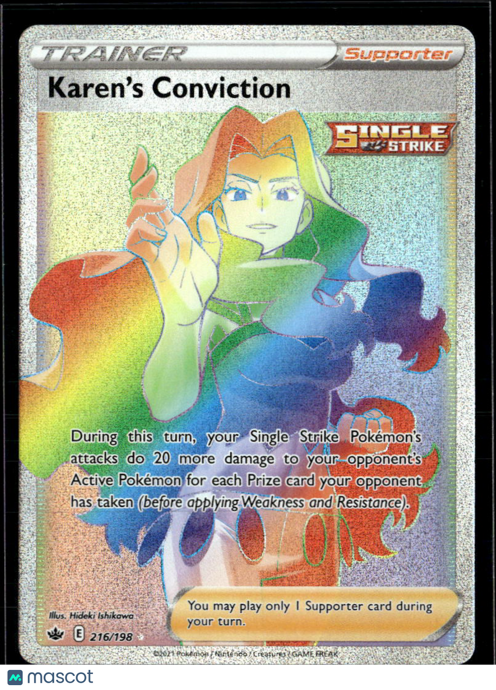 Karen's Conviction 2021 Chilling Reign Rainbow Secret Rare FA HR #216/198