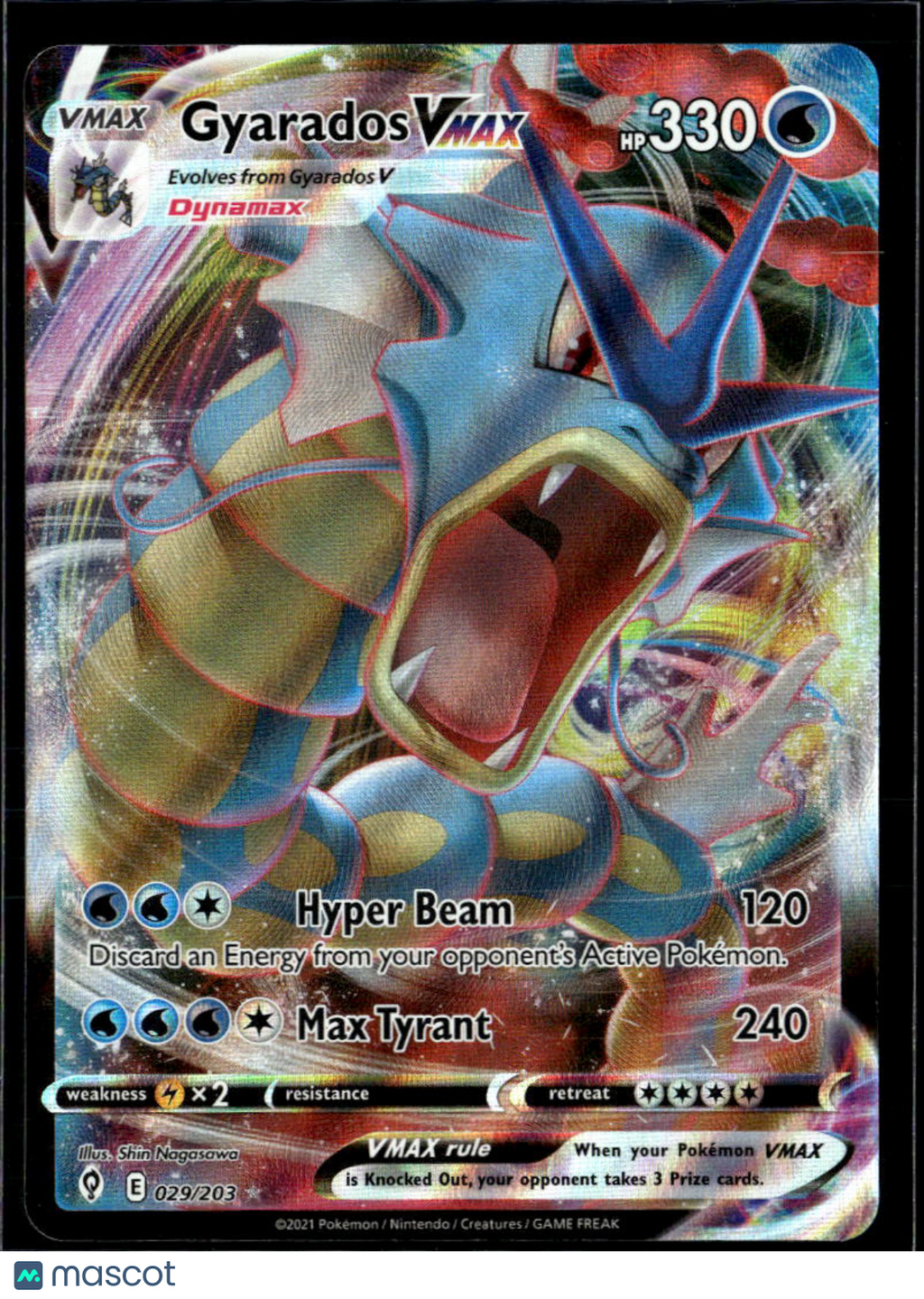 Gyarados VMAX 2021 Evolving Skies Holo Triple Rare RRR #29/203