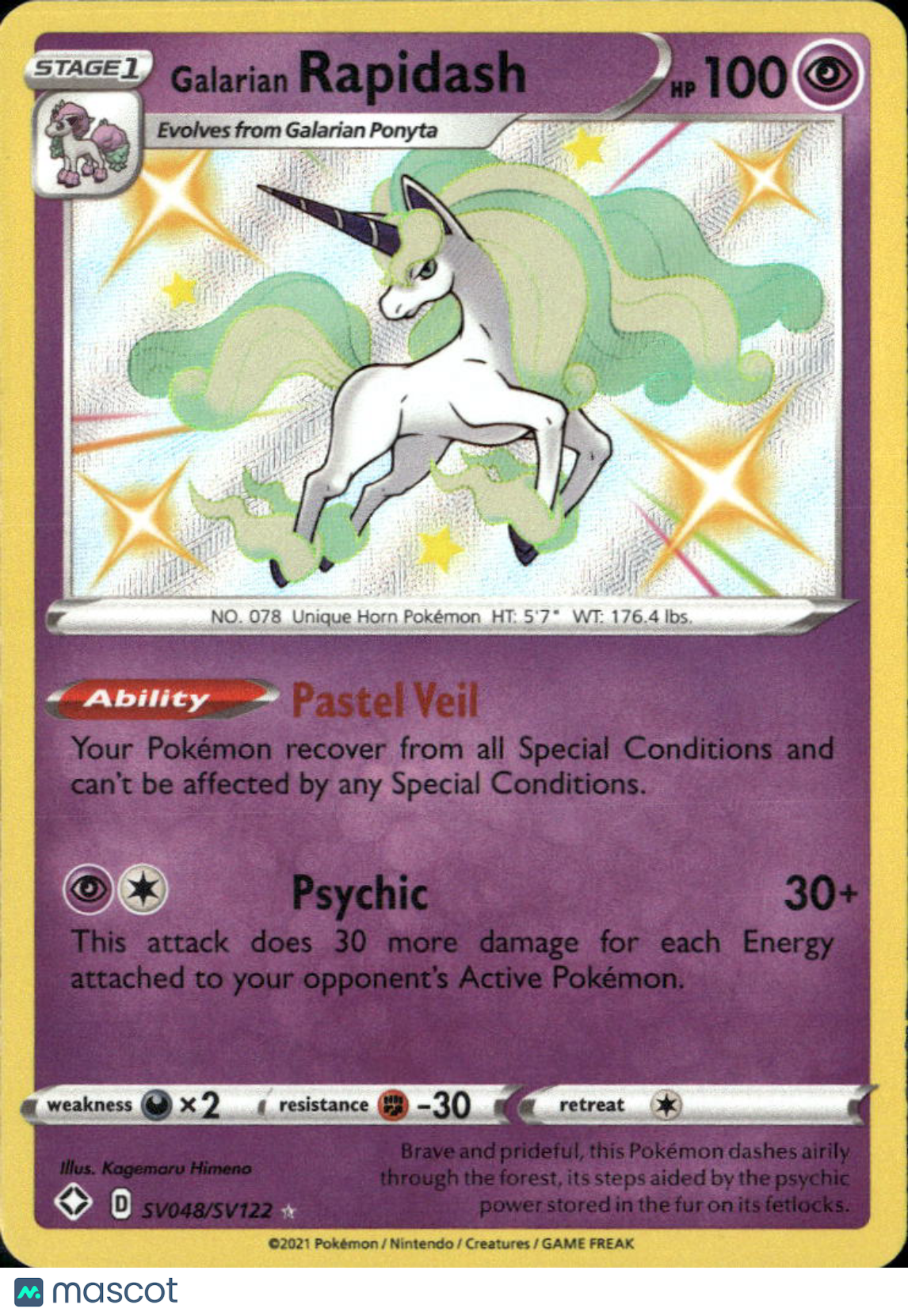 Galarian Rapidash 2021 Shining Fates Holo Rare #SV048/SV122
