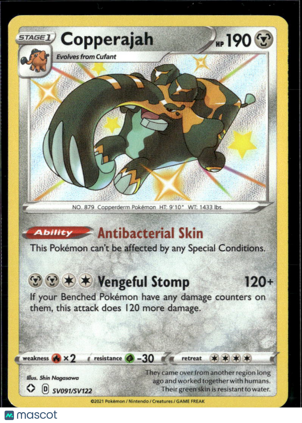 Copperajah 2021 Shining Fates Holo Rare S #SV091/SV122