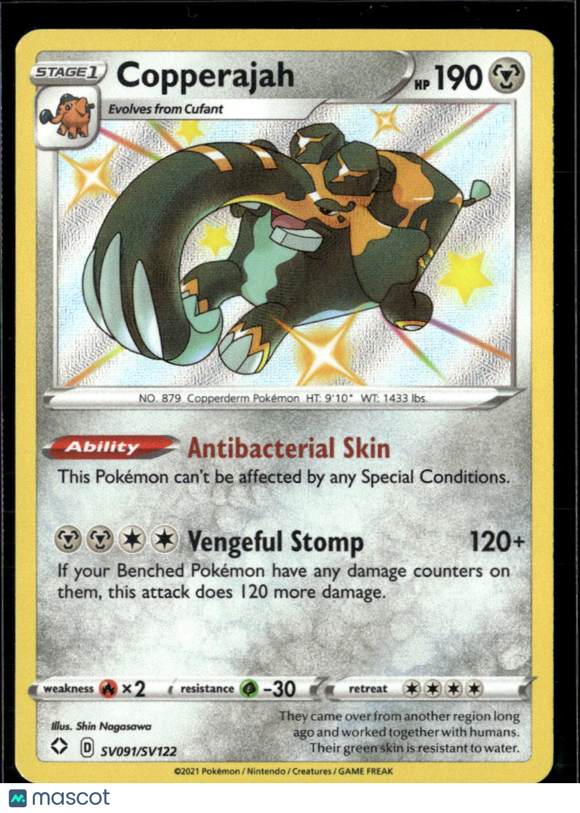 Copperajah 2021 Shining Fates Holo Rare S #SV091/SV122