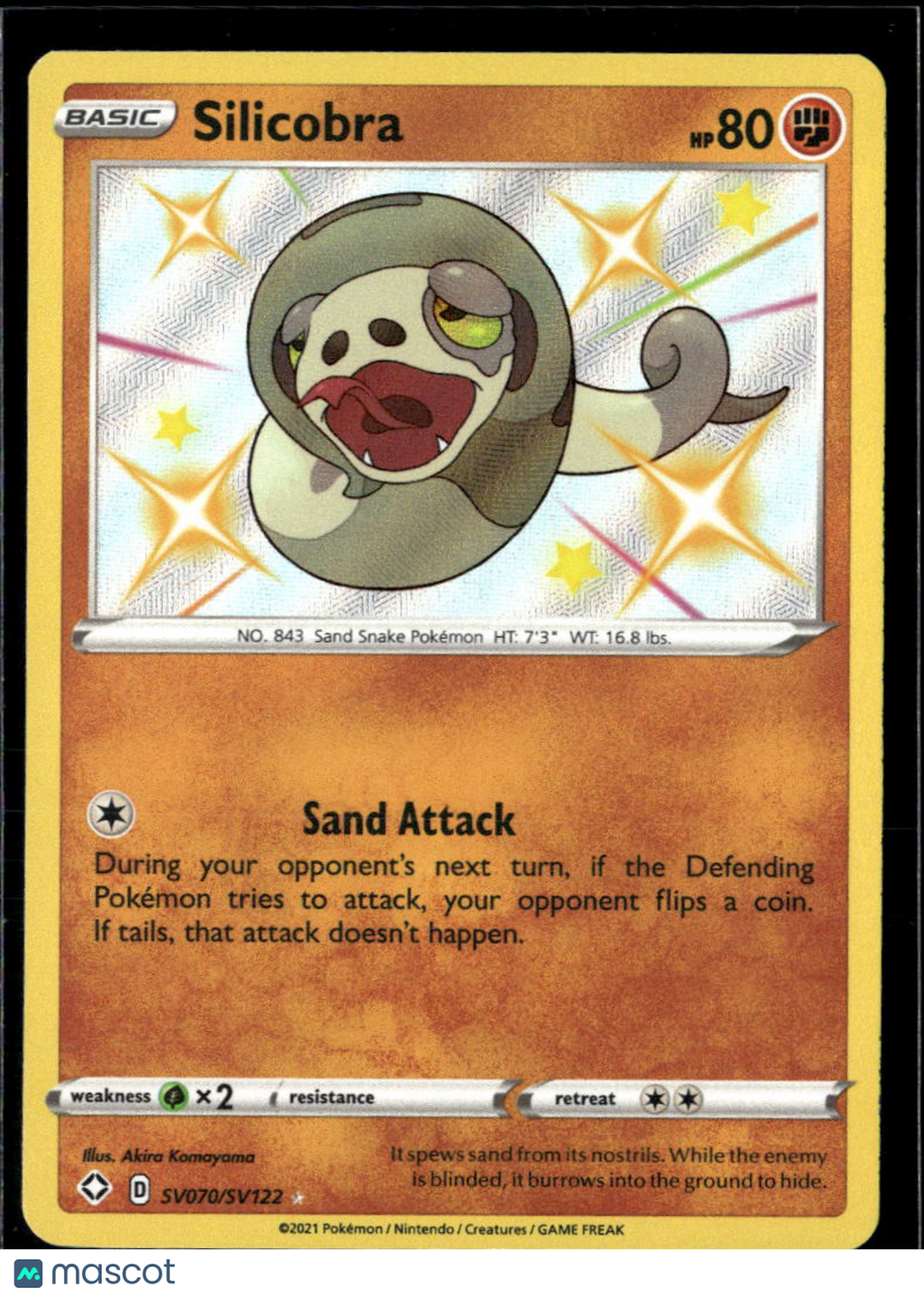 Silicobra 2021 Shining Fates Holo Rare #SV070/SV122