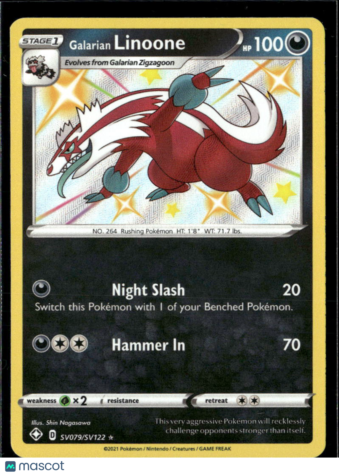 Galarian Linoone 2021 Shining Fates Holo Rare S #SV079/SV122