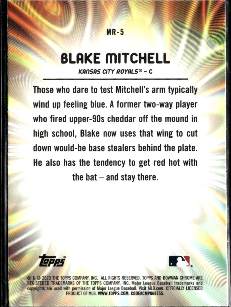 Blake Mitchell 2023 Bowman Chrome Moodring Kansas City Royals