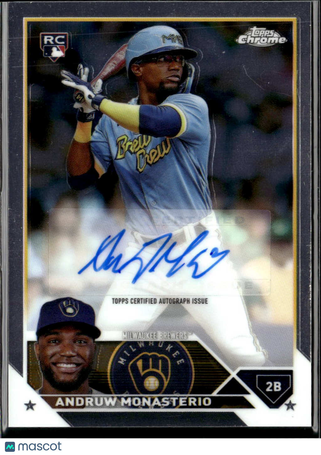 Andruw Monasterio 2023 Topps Chrome Auto Autograph RC Milwaukee Brewers