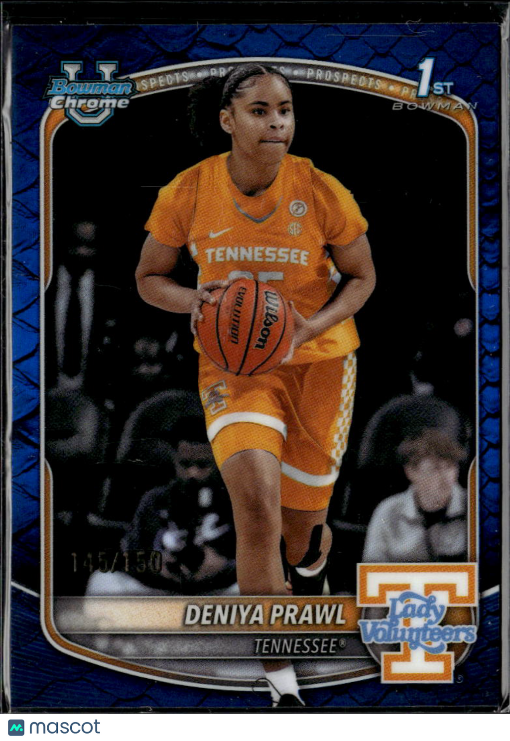 Deniya Prawl 2025 Bowman Chrome 1st Blue Refractor /150 Tennessee  Volunteers