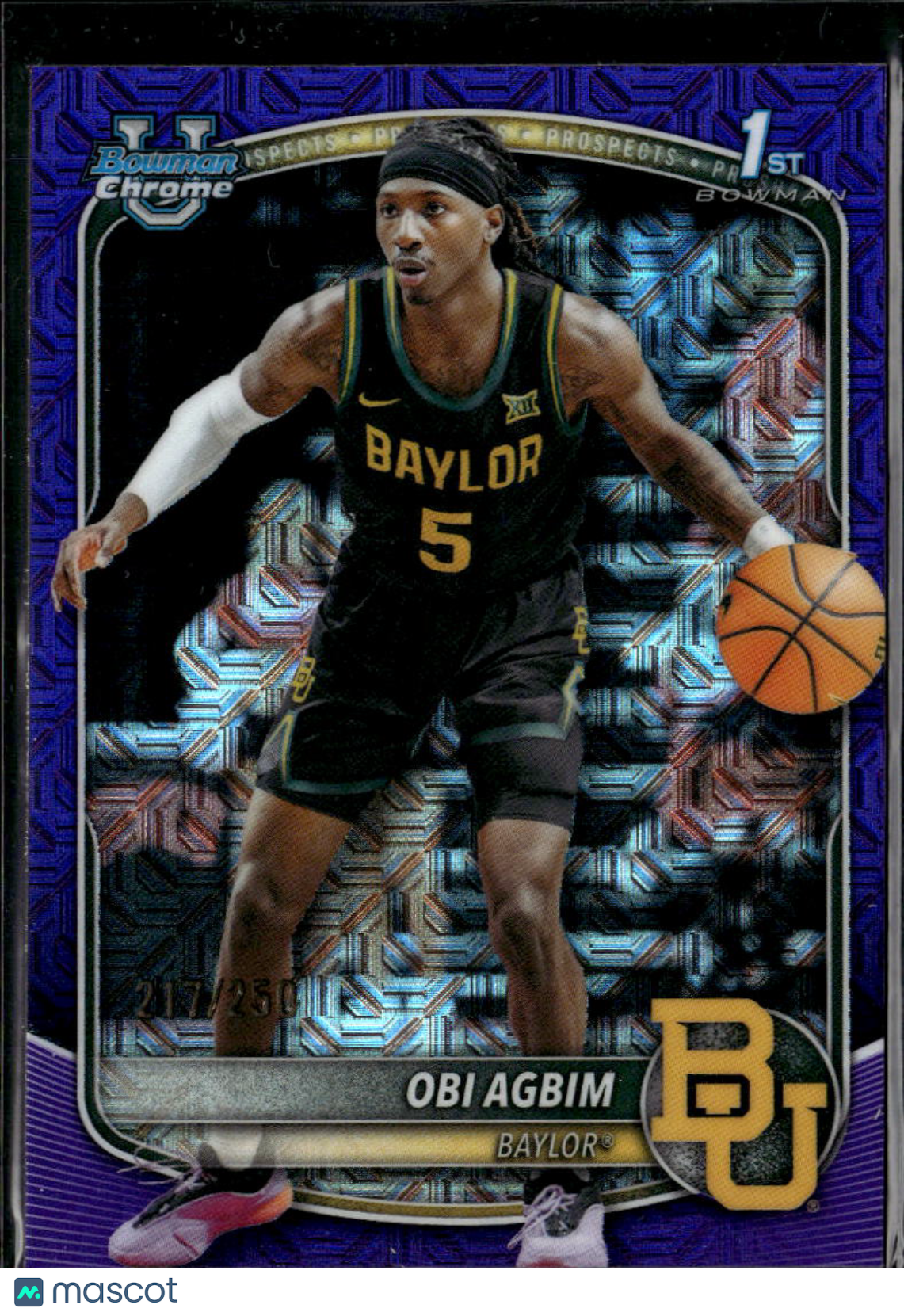 Obi Agbim 2025 Bowman Chrome Purple RayWave /250 Baylor Bears