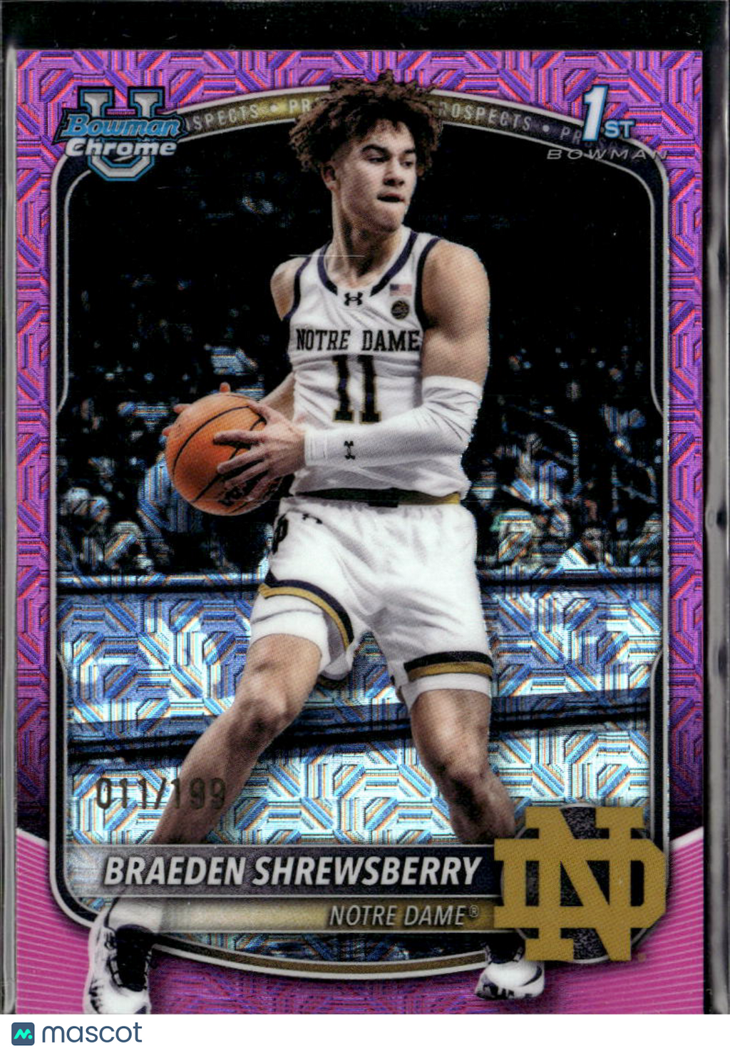 Braeden Shrewsberry 2025 Bowman Chrome Fuchsia 11/199 Notre Dame Fighting Irish