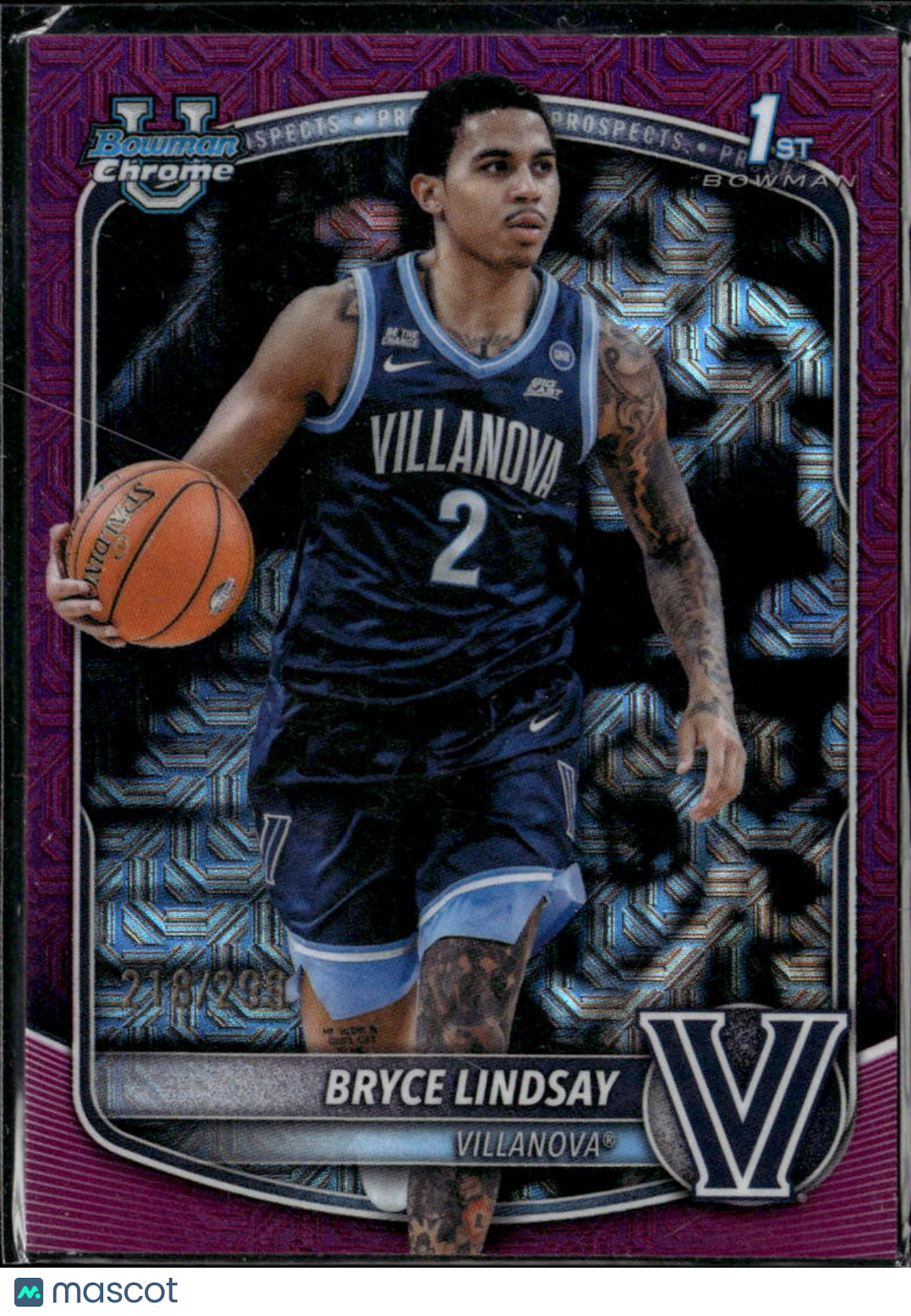 Bryce Lindsay 2025 Bowman Chrome University Purple /299 Villanova Wildcats