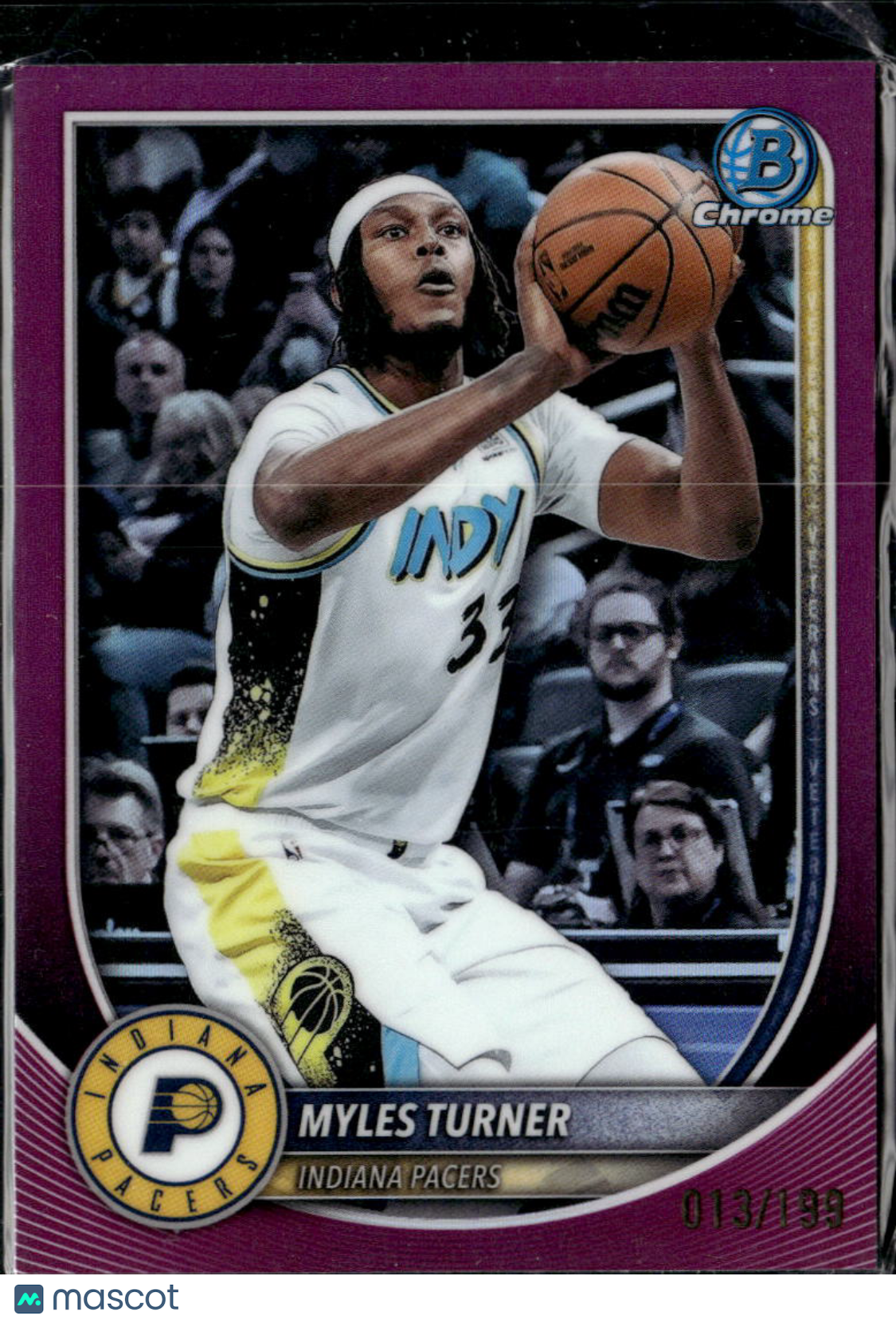 Myles Turner 2025 Bowman Chrome Purple Refractor /199 Indiana Pacers