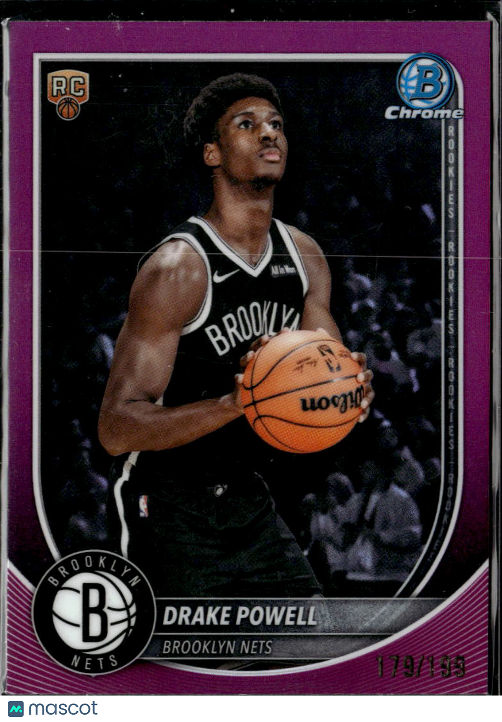Drake Powell 2025 Bowman Chrome RC Purple /199 Brooklyn Nets