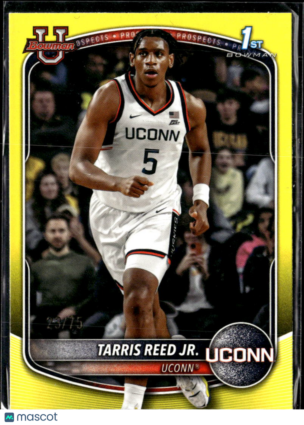Tarris Reed Jr. 2025 Bowman University Prospects Yellow /75 UConn Huskies