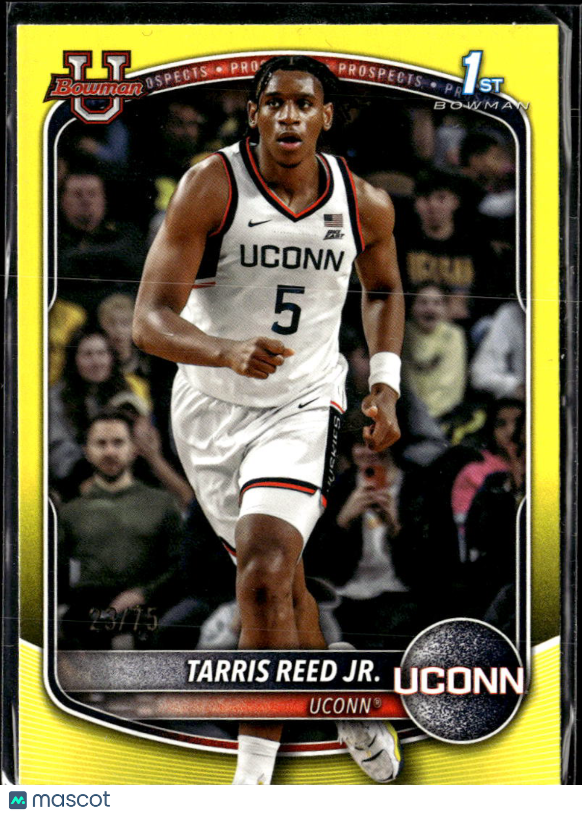 Tarris Reed Jr. 2025 Bowman University Prospects Yellow /75 UConn Huskies