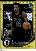 Nic Claxton 2025 Bowman Chrome University Yellow Refractor /75 Brooklyn Nets