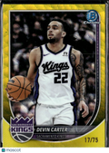 Devin Carter 2025 Bowman Chrome University Yellow Refractor /75 Sacramento Kings