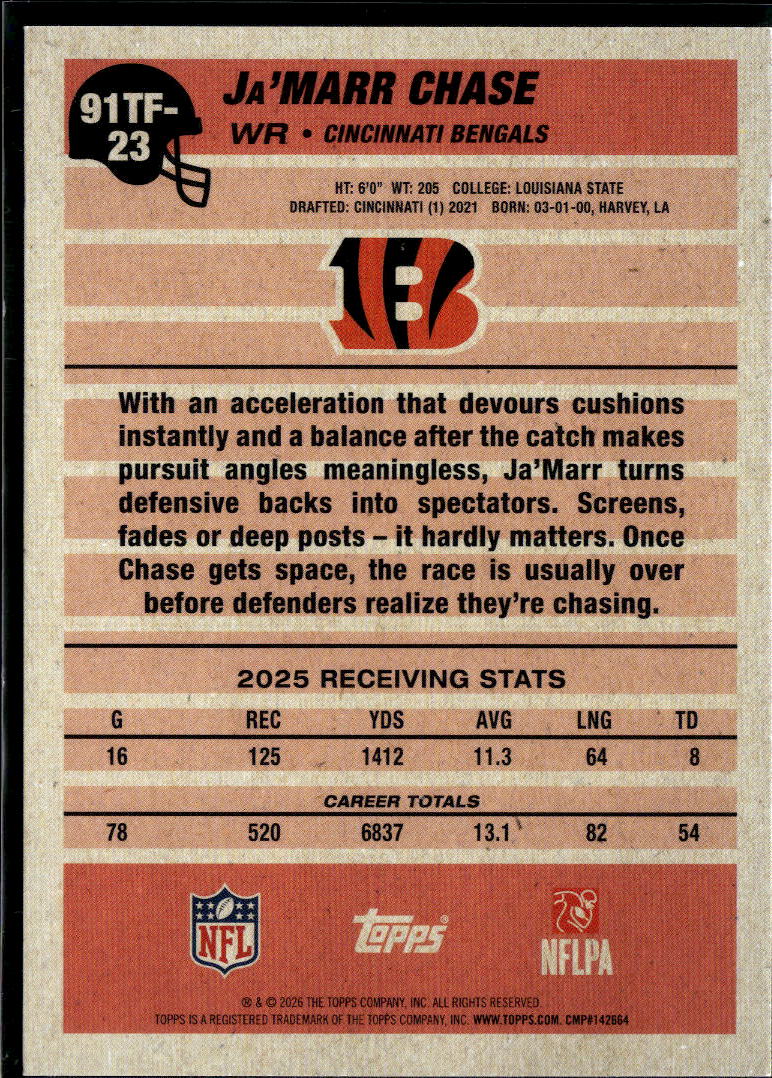 Ja'Marr Chase 2026 Topps '89 Pink 277/1000 Cincinnati Bengals