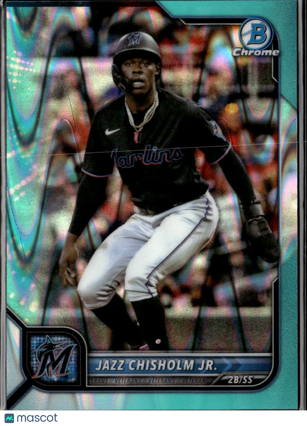 Jazz Chisholm Jr. 2022 Bowman Chrome Aqua Shimmer Refractor /199 Miami Marlins
