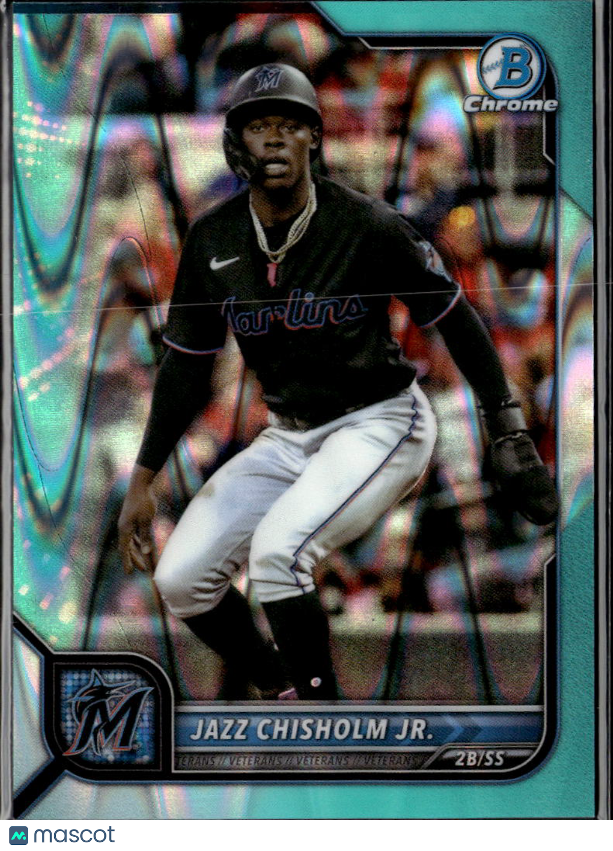 Jazz Chisholm Jr. 2022 Bowman Chrome Aqua Shimmer Refractor /199 Miami Marlins