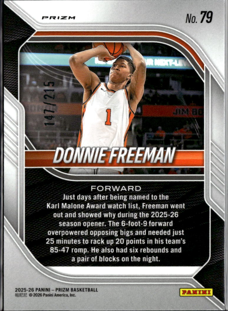 Donnie Freeman 2026 Prizm Teal Rookie RC 147/215