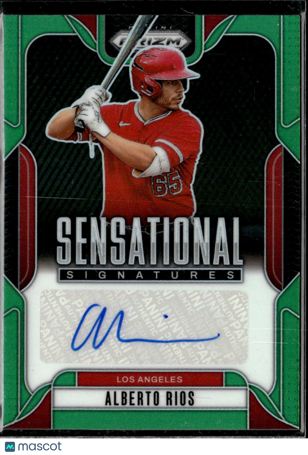Alberto Rios 2025 Panini Prizm Auto Autograph Green Los Angeles Angels