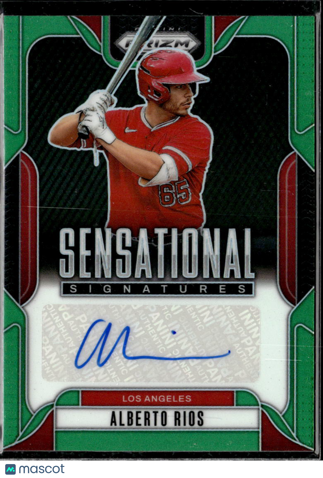 Alberto Rios 2025 Panini Prizm Auto Autograph Green Los Angeles Angels
