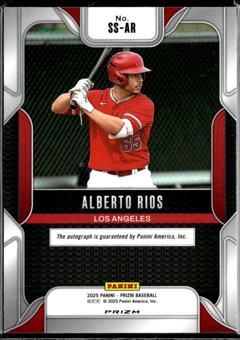 Alberto Rios 2025 Panini Prizm Auto Autograph Green Los Angeles Angels