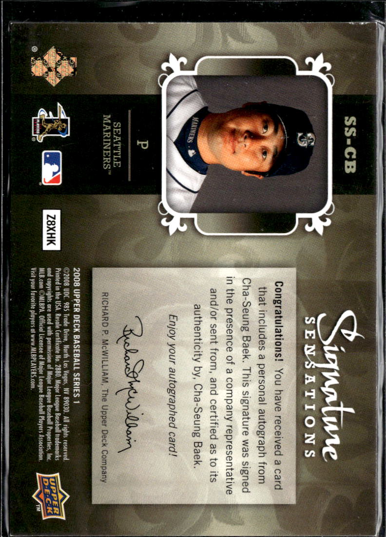 Cha-Seung Baek 2008 Upper Deck Signature Auto Autograph Seattle Mariners