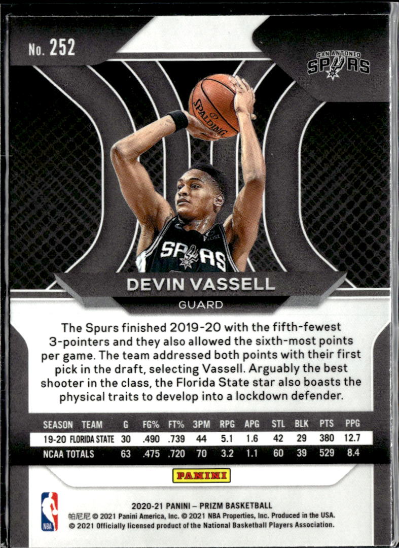 Devin Vassell 2021 Panini Prizm Rookie RC San Antonio Spurs