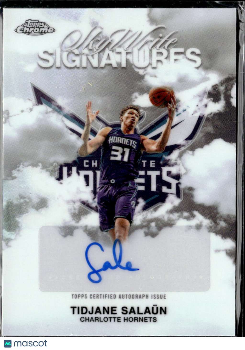 Tidjane Salaün 2025 Topps Chrome SkyWrite Auto Autograph Charlotte Hornets