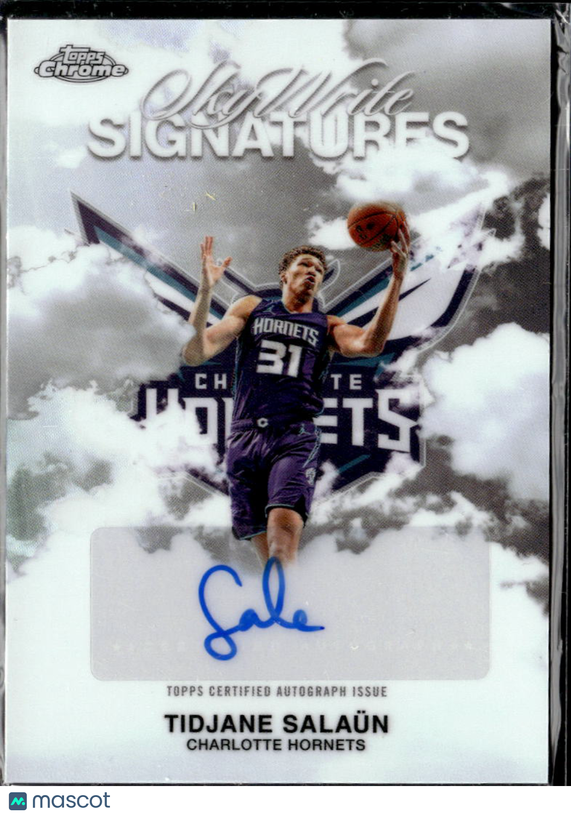Tidjane Salaün 2025 Topps Chrome SkyWrite Auto Autograph Charlotte Hornets