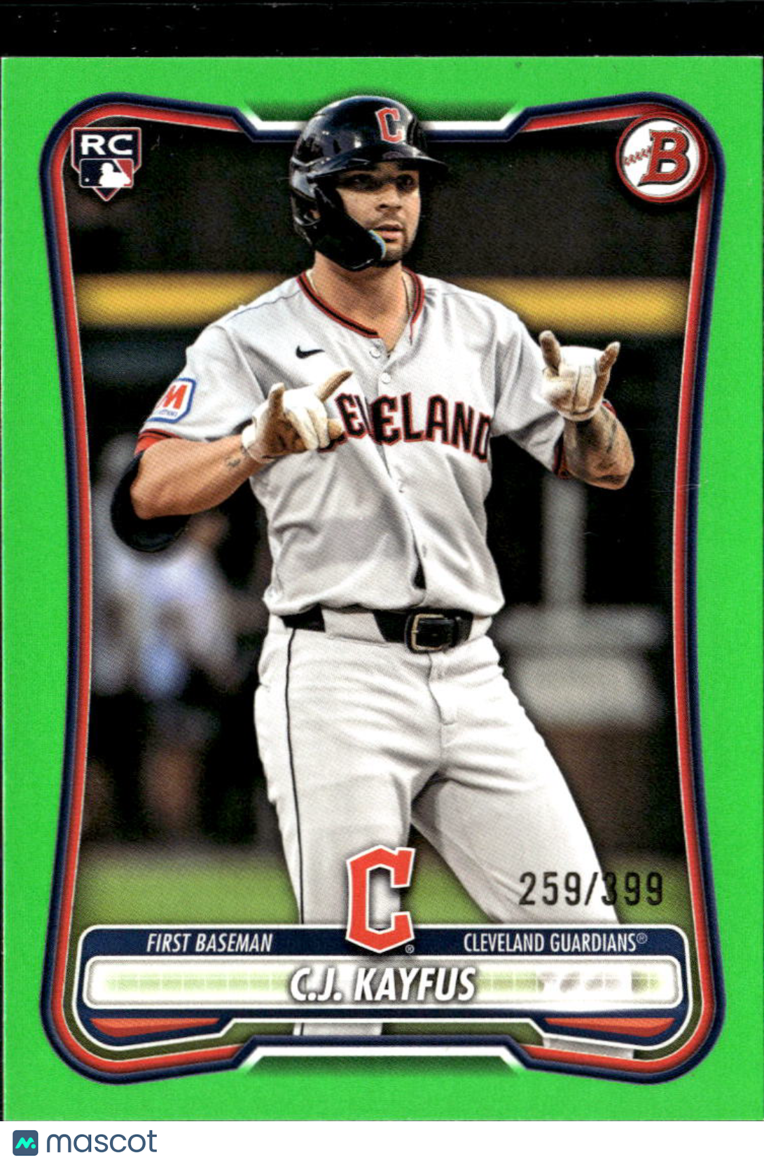 C.J. Kayfus 2026 Bowman Lime Green RC Rookie /399 Cleveland Guardians