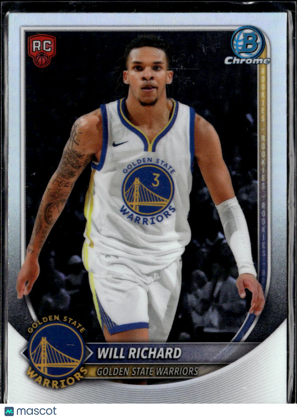 Will Richard 2025 Bowman Chrome RC RED Rookie Refractor Golden State Warriors